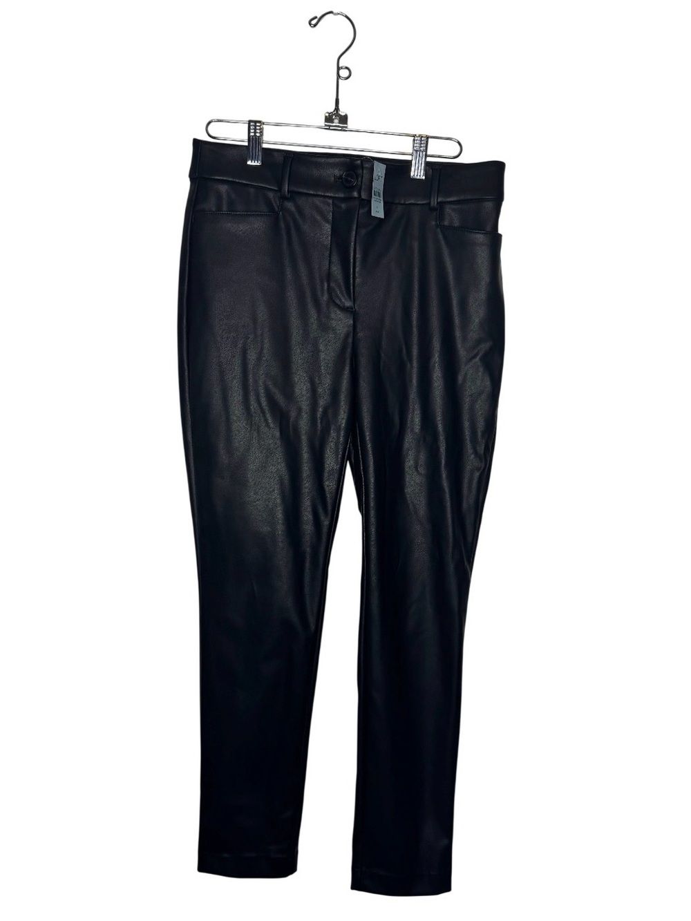 Ann Taylor LOFT Black Faux Leather Pleather Pants size 4 P Petite
